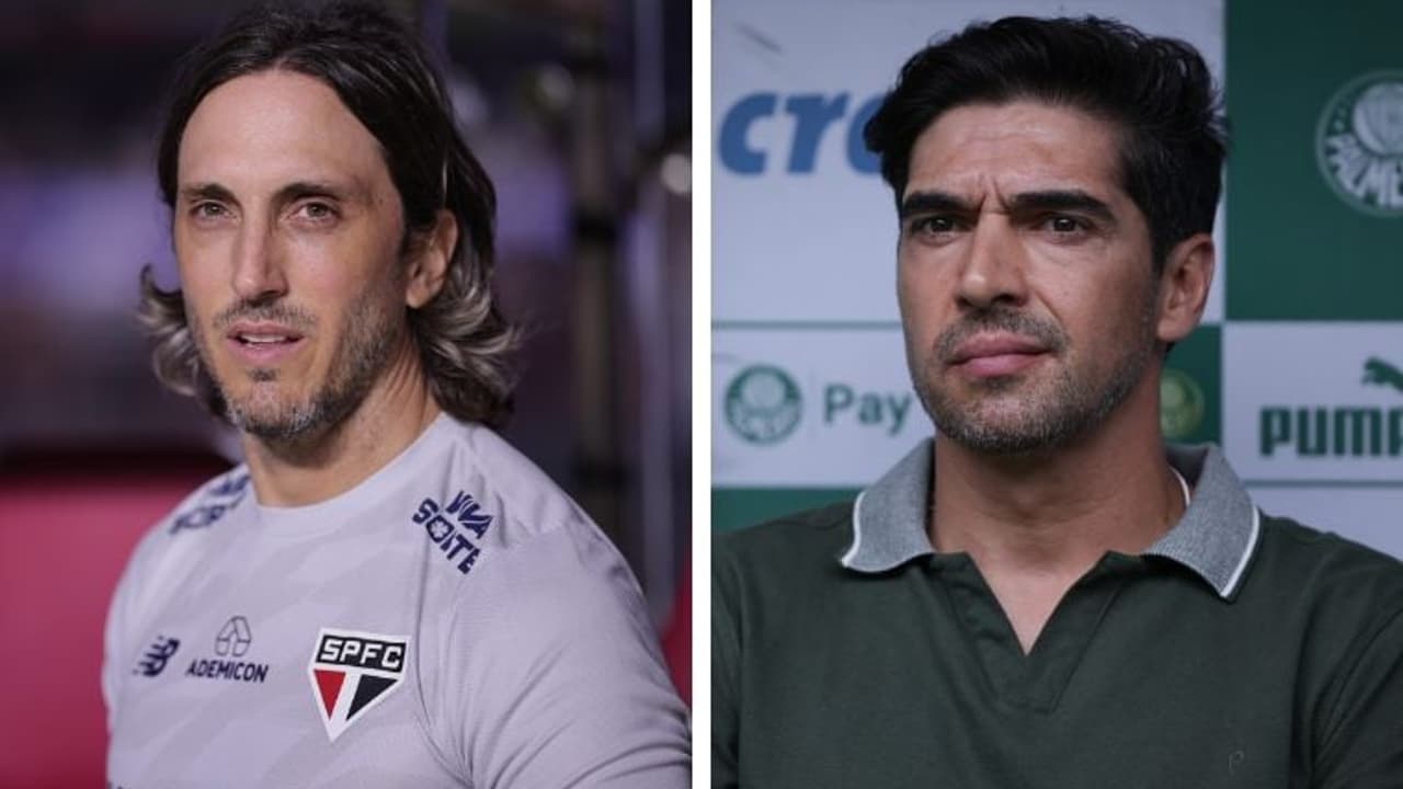 Duelo de Cartões: Técnicos Abel e Zubeldía no Clássico Palmeiras e São Paulo.