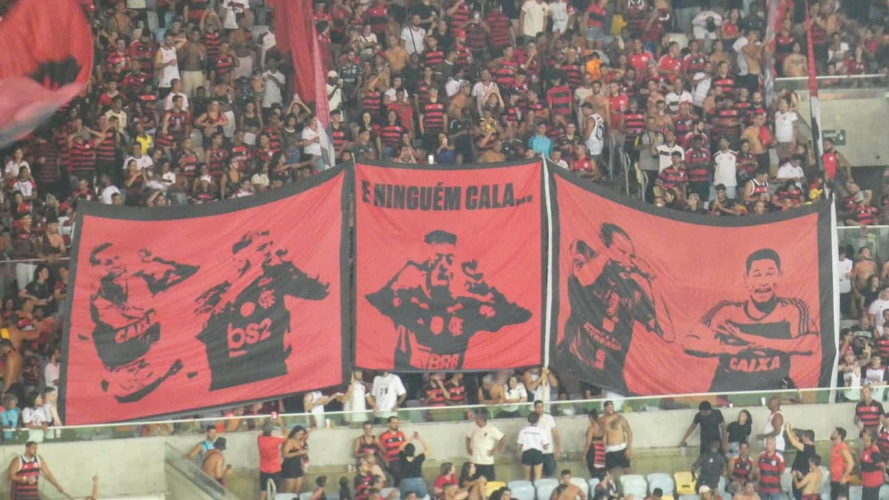 Torcida do Flamengo provoca Botafogo com grito de Vice de Novo no Maracanã.