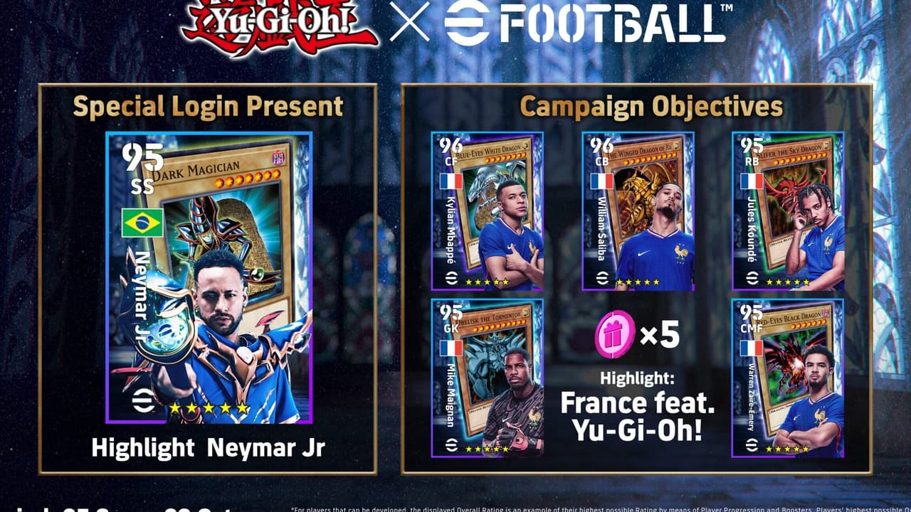 Neymar é destaque em parceria inédita entre Yu-Gi-Oh! e eFootball