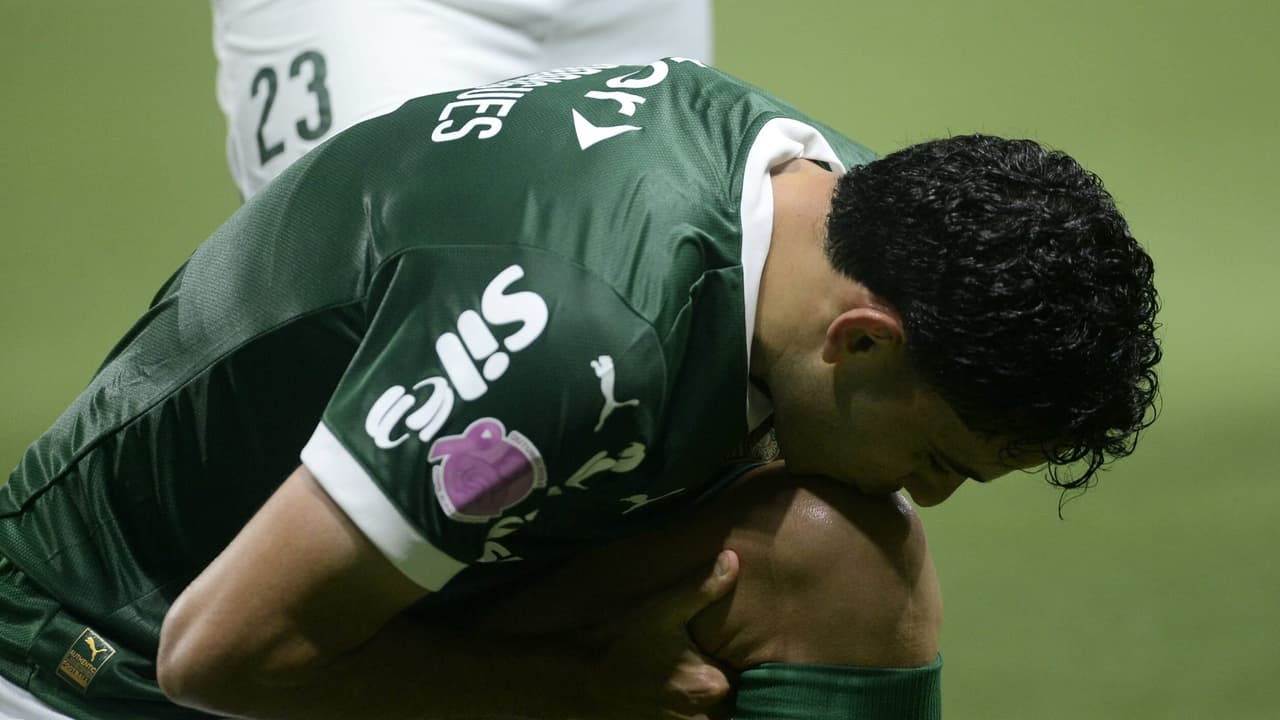 Bruno Rodrigues vibra ao marcar pelo Palmeiras: 