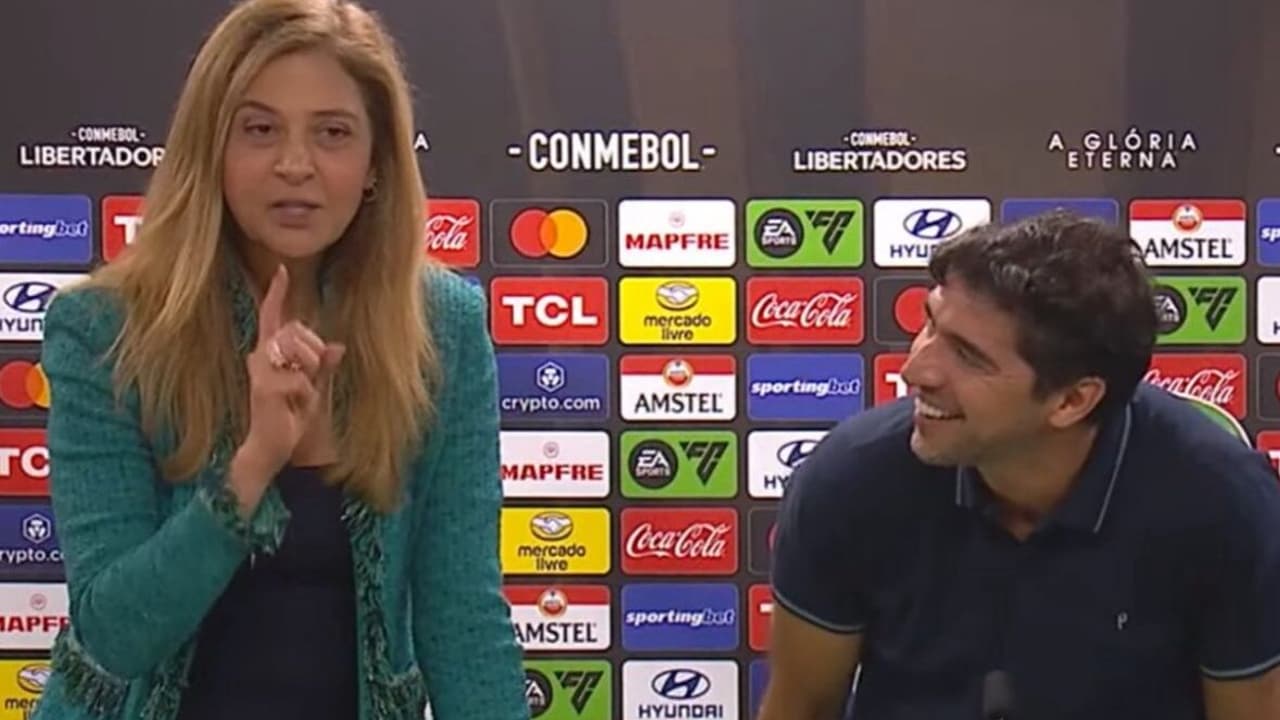 Leila invade coletiva de Abel após triunfo do Palmeiras e exalta: 