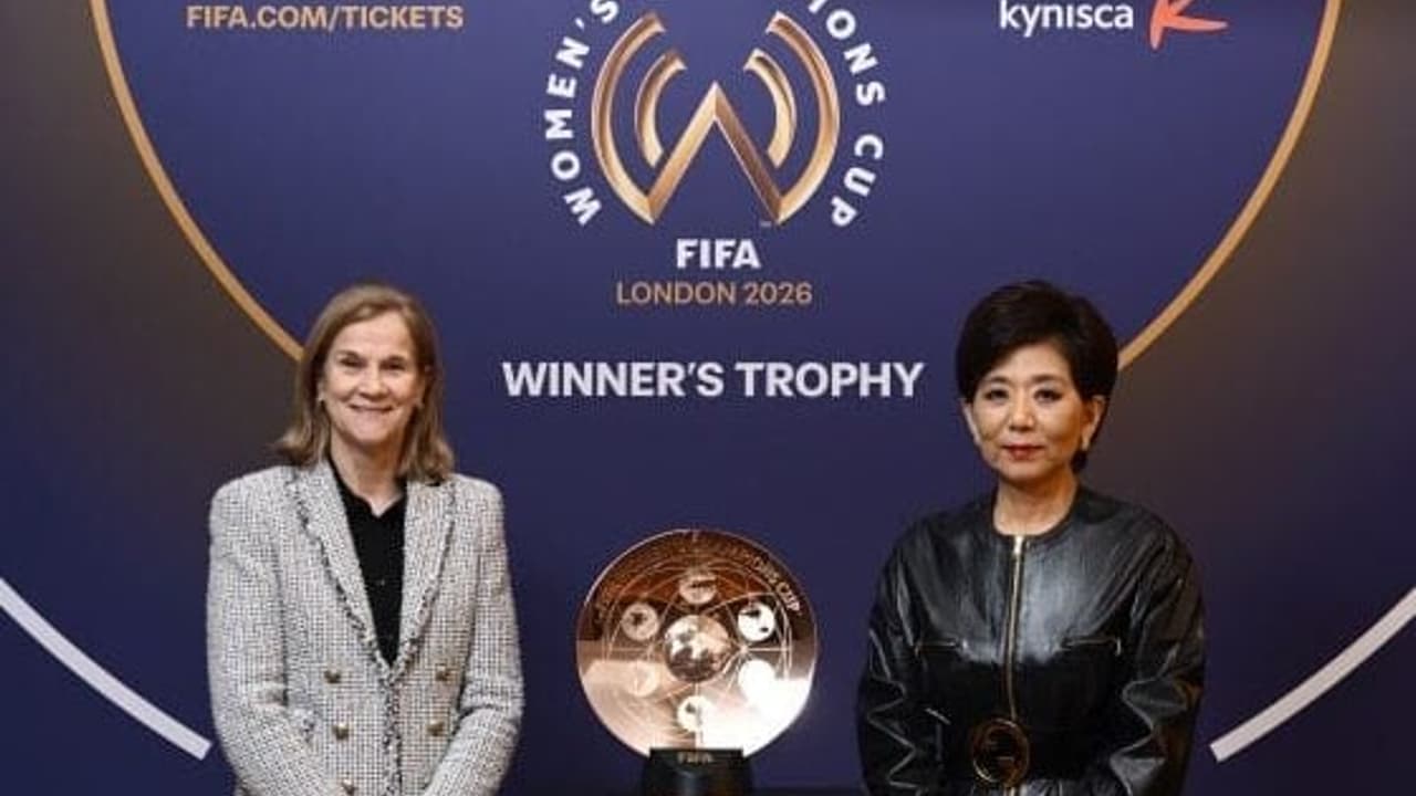 Jill Ellis and Michele Kang celebrate a partnership for the FIFA Women's Champions Cup.