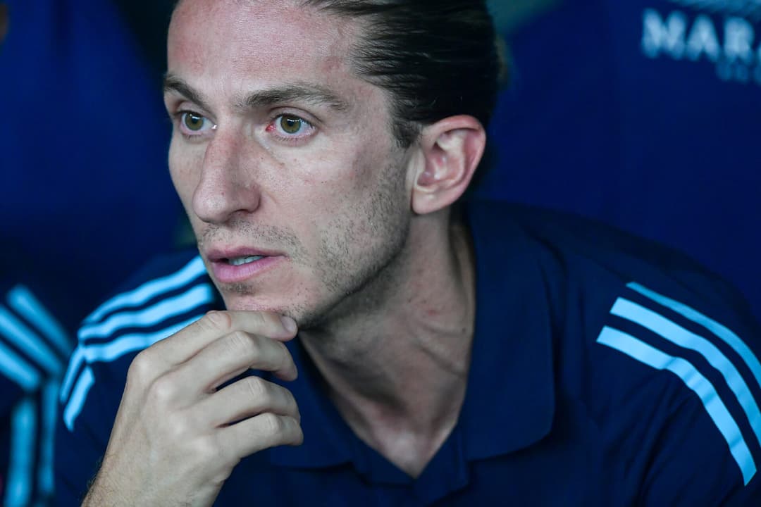 Técnico do Flamengo, Filipe Luís durante clássico contra o Botafogo, pelo Campeonato Carioca