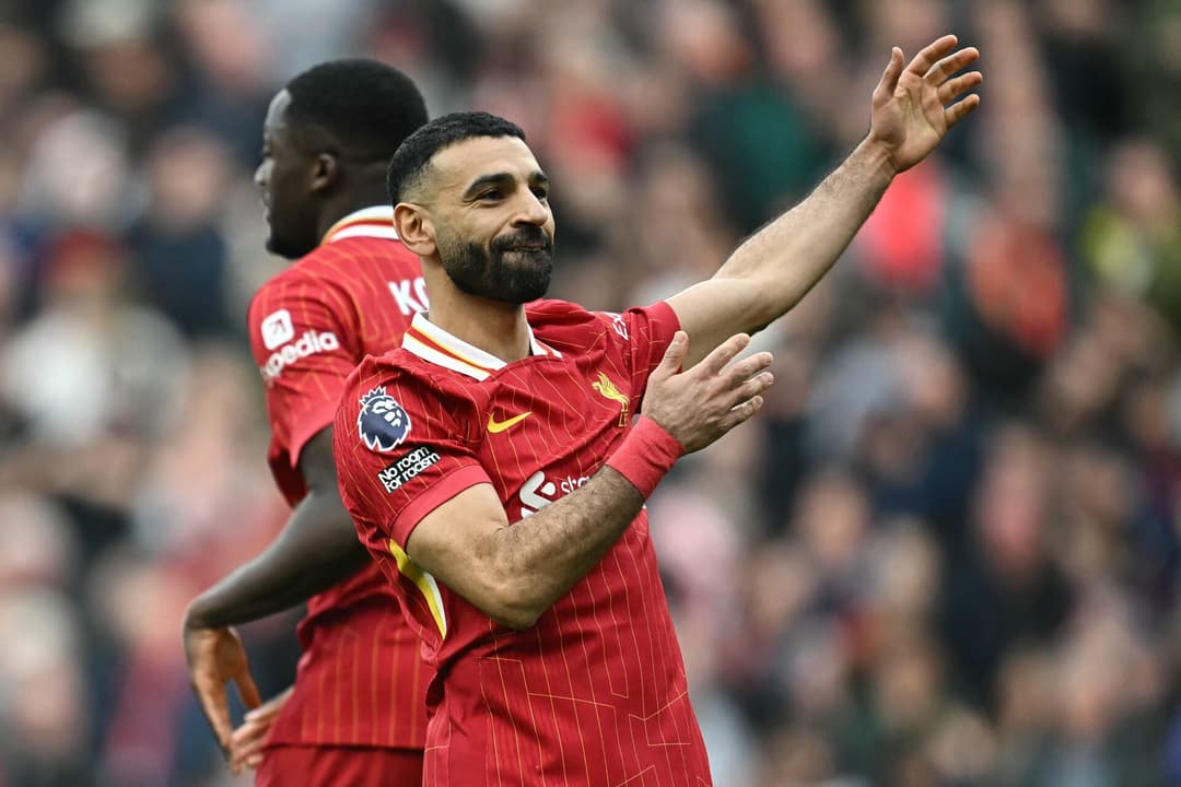 Salah comemora gol pelo Liverpool