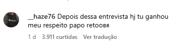 Comentário na rede social de Raphinha
