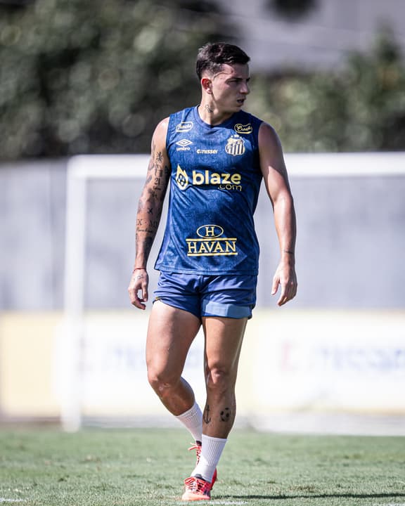 Barreal deve ganhar uma chance no time titular de Pedro Caixinha no duelo do Santos contra o Bahia. (Foto: Raul Baretta/ Santos FC)