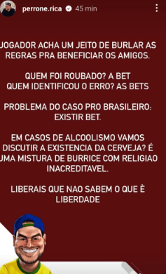 Rica Perrone defende apostas esportivas