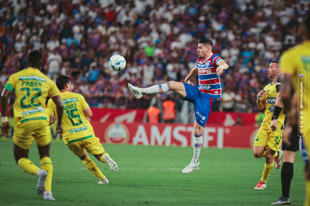 Partida entre Fortaleza e Atlético Bucaramanga, pela Copa Libertadores (Foto: Mateus Lotif/Fortaleza EC)