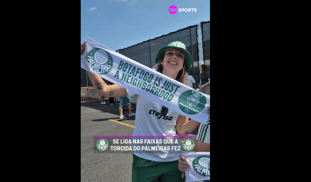 Torcedores do Palmeiras provocam rivais brasileiros no Mundial (Foto: Reprodução TNT Sports)