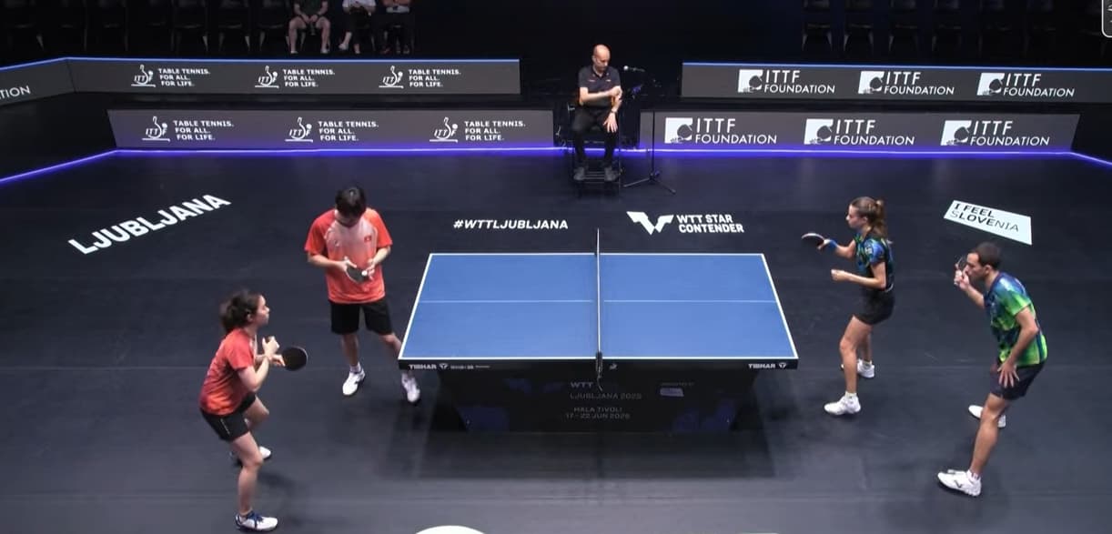 Hugo Calderano e Bruna Takahashi enfrentam Yiu Kwan To e Ng Wing Lam nas semifinais do WTT Star Contender (reprodução Cazé TV)