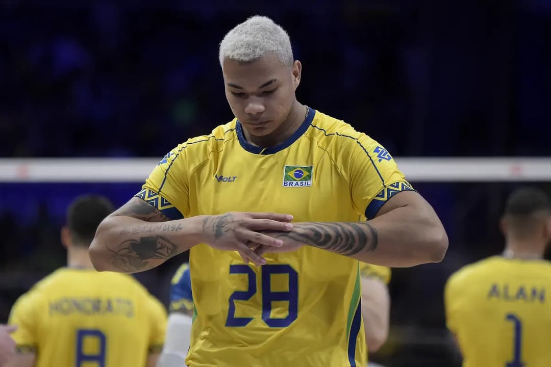 Darlan durante jogo entre Brasil e Eslovênia pela VNL 2025 no Maracanãzinho (Foto: Mauricio Val/FV Imagem/CBV)