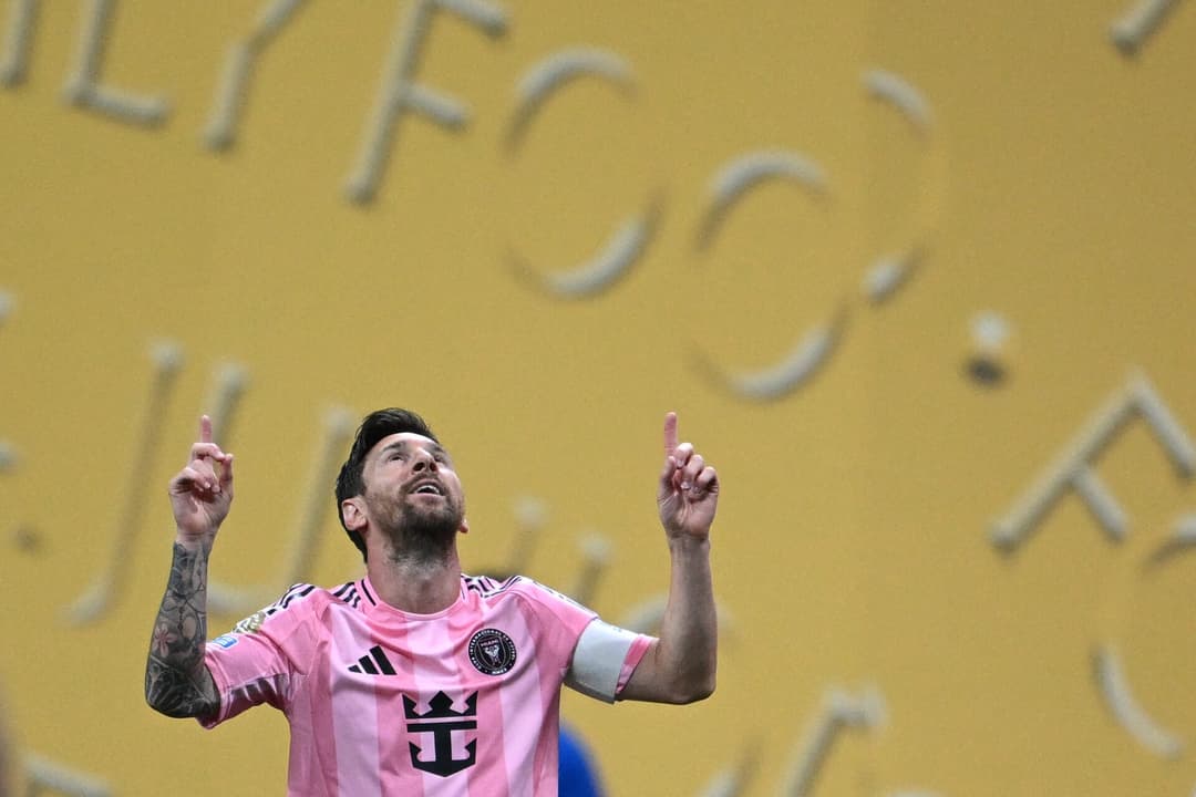 Messi comemora seu gol no jogo do Inter Miami contra o Porto pelo Mundial de Clubes