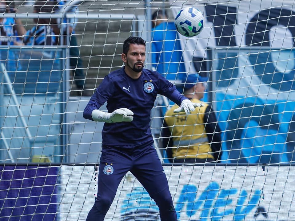 Marcos Felipe no aquecimento antes de Grêmio x Bahia Foto: Rafael Rodrigues / EC Bahia
