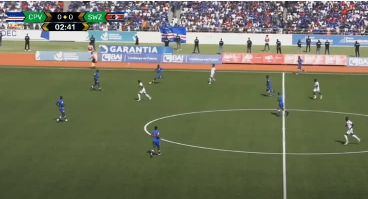 Cabo Verde x Eswatini pelas Eliminatórias Africanas (Foto: Reprodução CazéTV)
