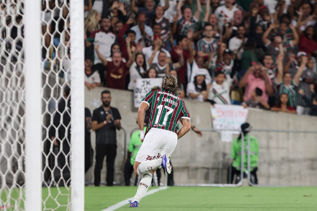 Canobbio comemora gol do Fluminense contra o La Guaira (Foto: Lucas Merçon/ Fluminense FC)