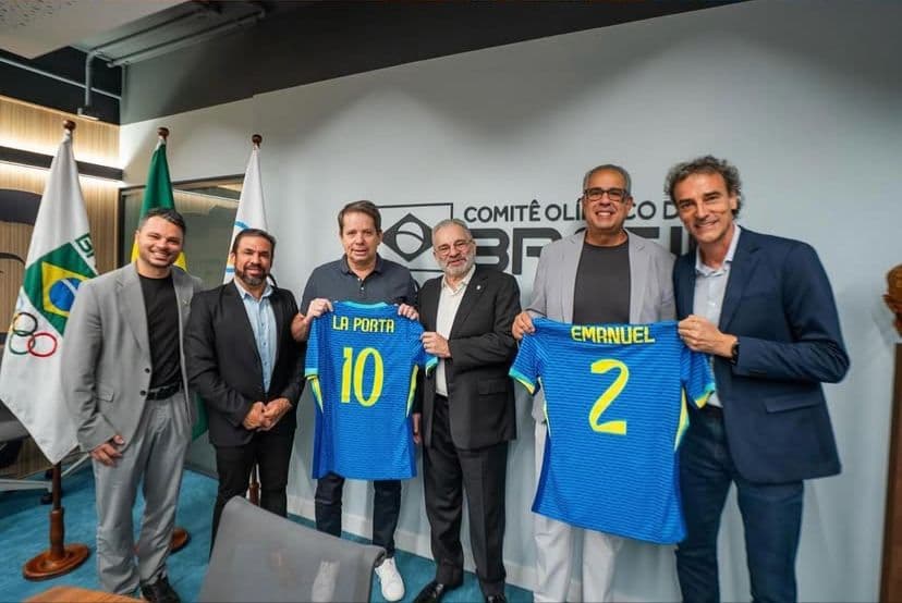 Representantes de COB, CBF, LNF e CBFS se reúnem para discutir futsal nas Olimpíadas (Foto: Divulgação/CBF)