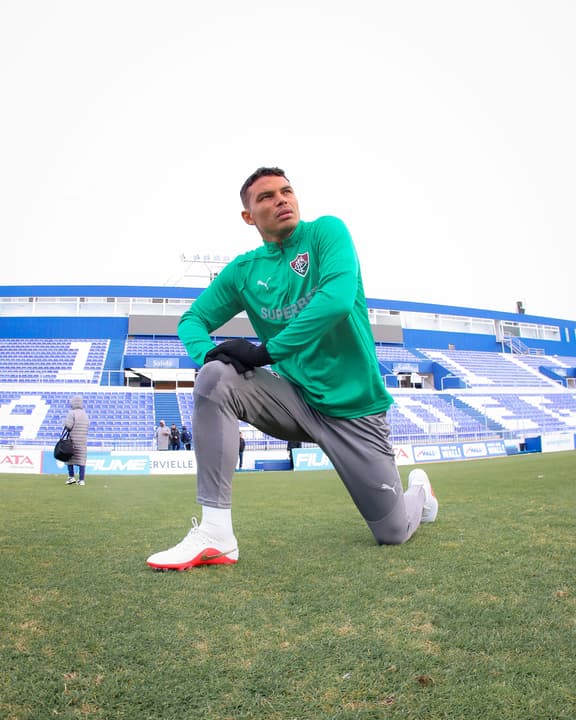 Thiago Silva no treino do Fluminense
