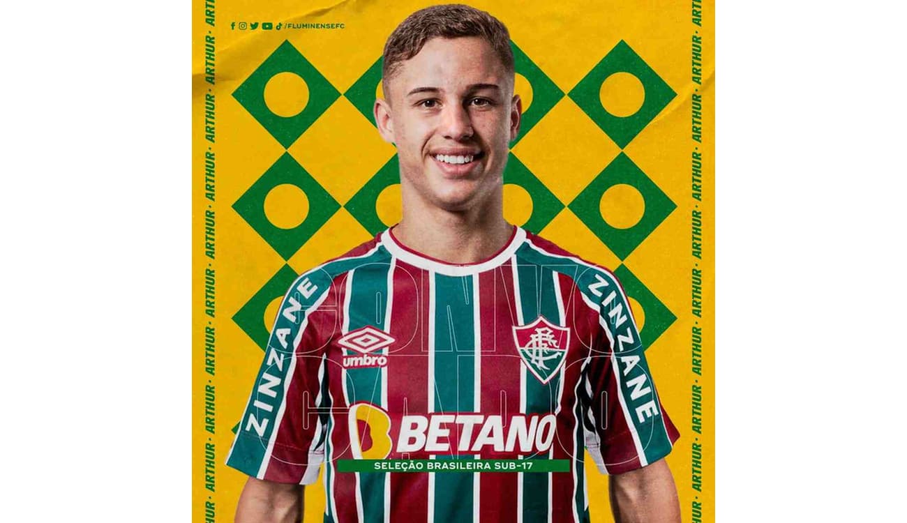 Arthur, meia do Fluminense, é convocado pela Seleção Brasileira Sub-17 para  duelos contra o Paraguai