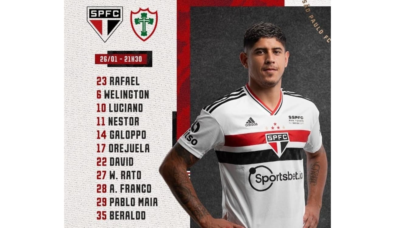 Escalação do São Paulo: Galoppo é a surpresa entre titulares para clássico  com Portuguesa; Gabriel Neves volta a ser relacionado - Lance!