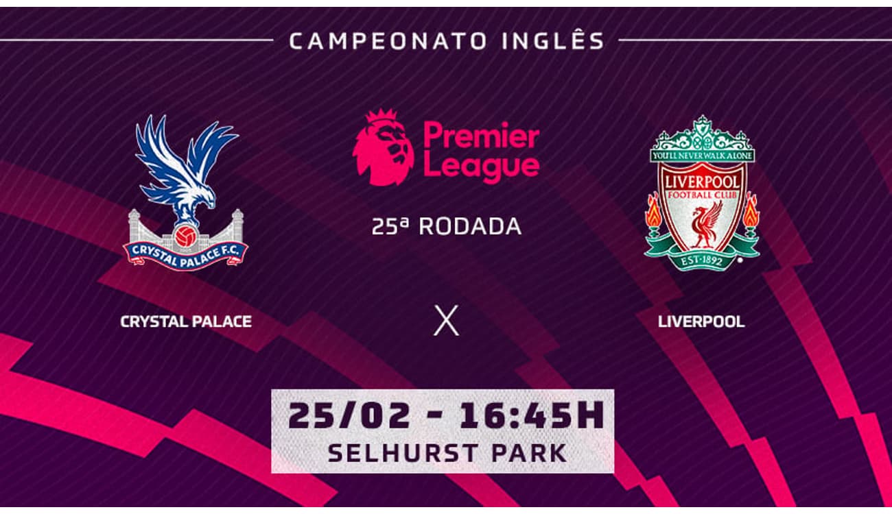 Crystal Palace x Liverpool: onde assistir ao vivo na TV, provável  escalação, palpite