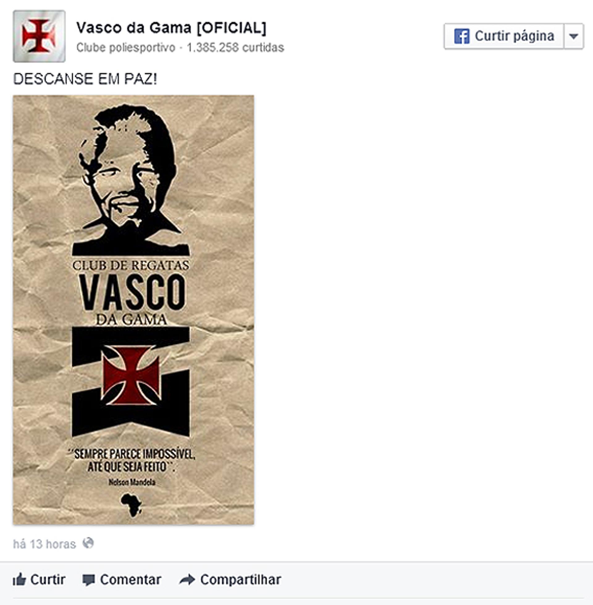 Vasco - Nelson Mandela (Foto: Reprodução/ Facebook)