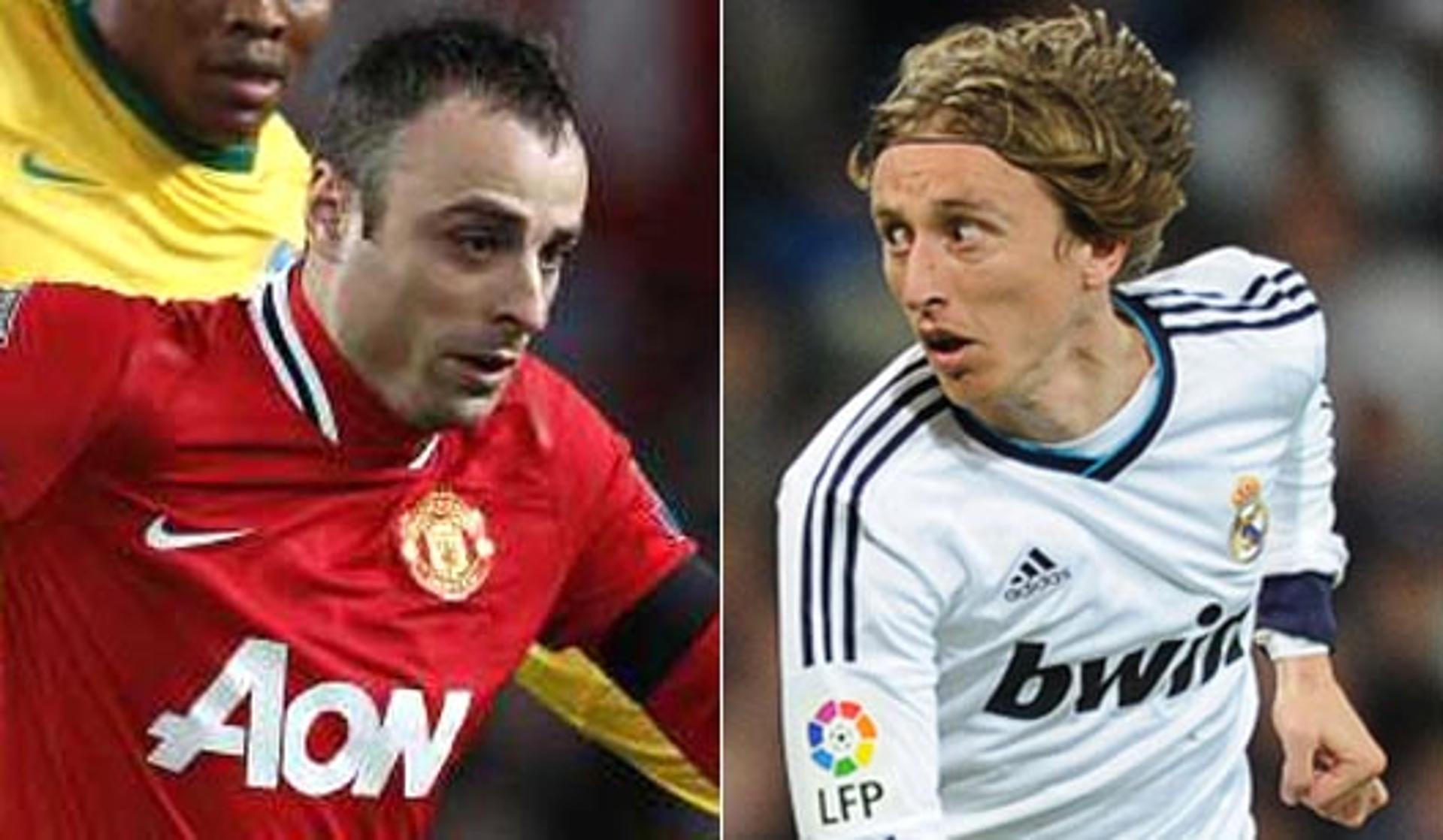 Berbatov (Manchester United) e Modric (Real Madrid) (Foto: Arquivo LANCE!)