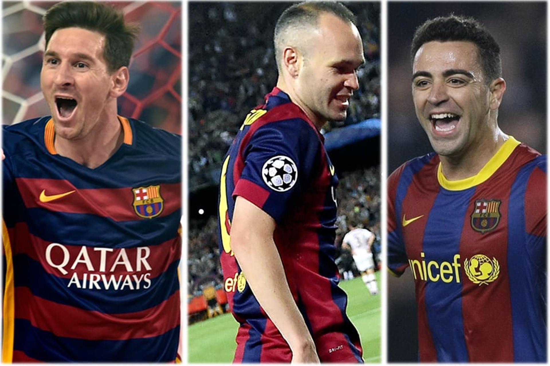 Messi, Iniesta e Xavi