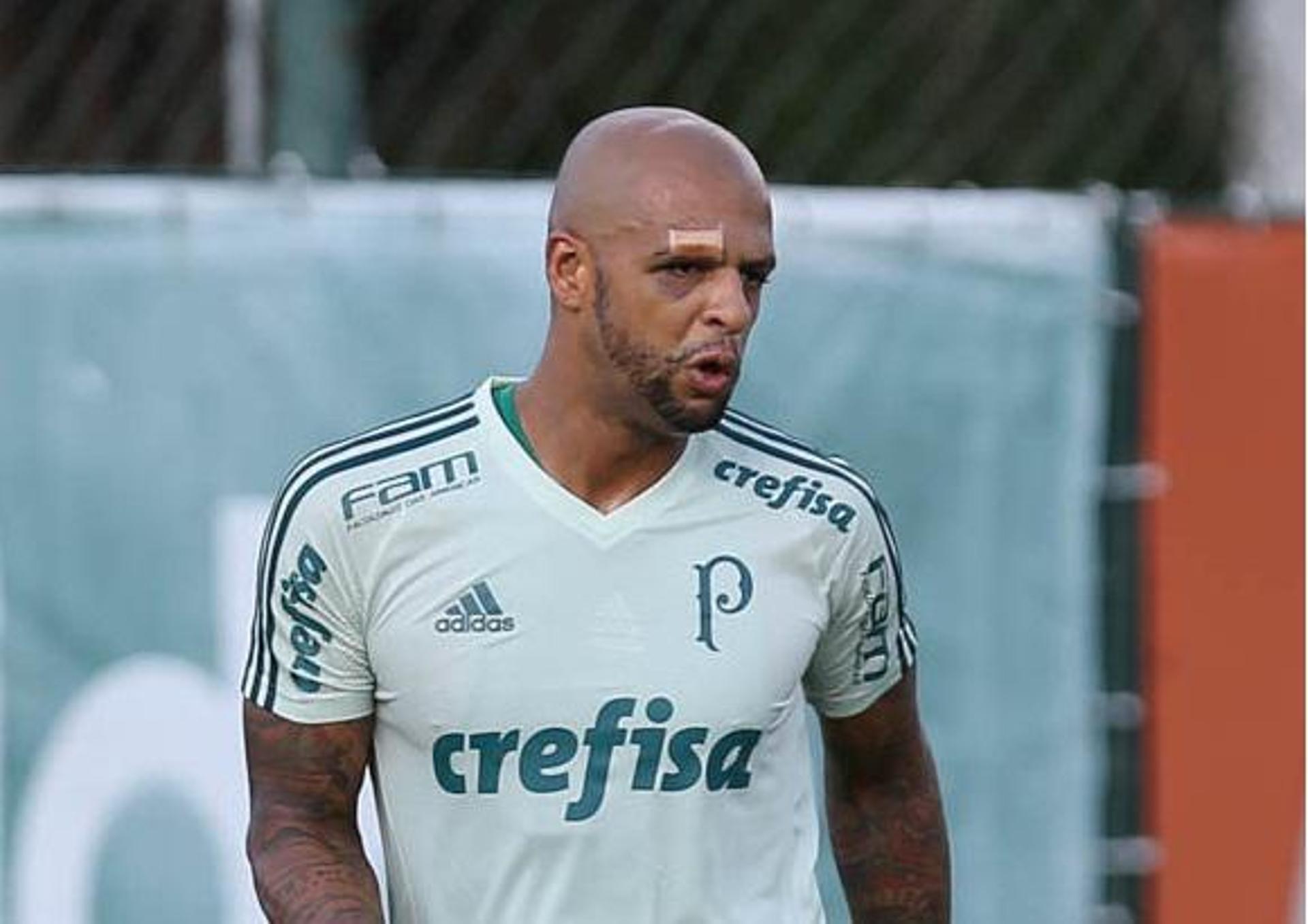 Felipe Melo no treino do Palmeiras