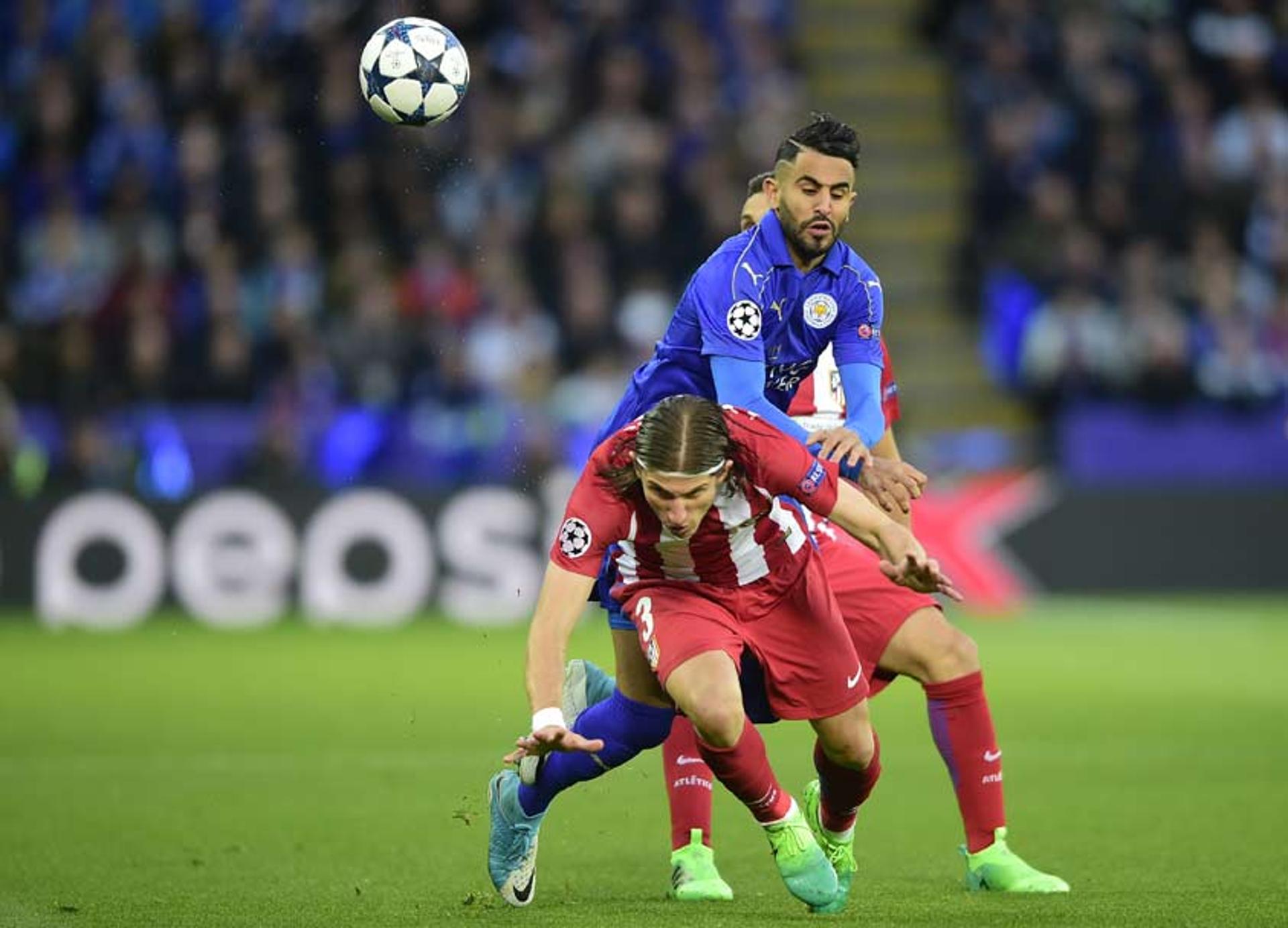 Mahrez e Filipe Luís - Leicester x Atlético de Madrid
