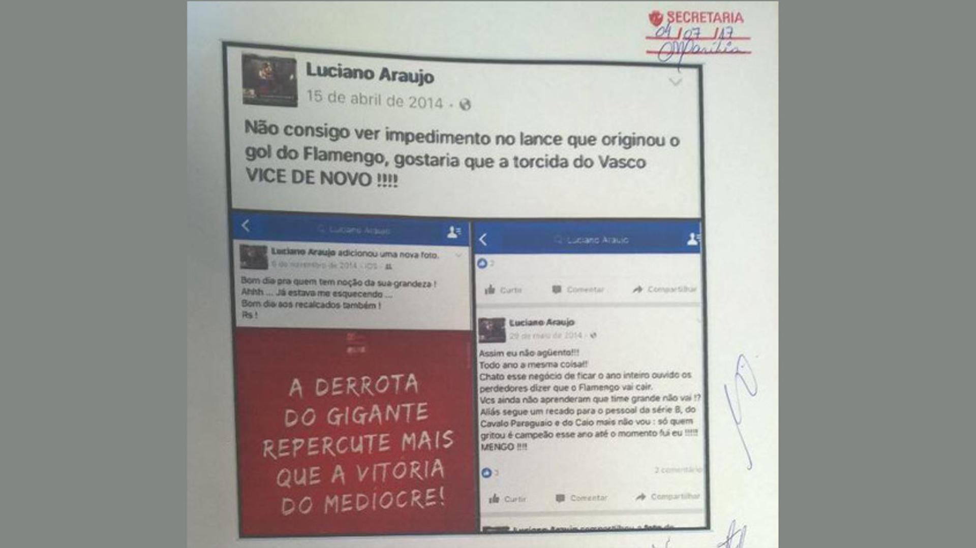 Parte da denúncia da oposição sobre o torcedor do Flamengo que virou sócio do Vasco. Veja a seguir a galeria especial LANCE!