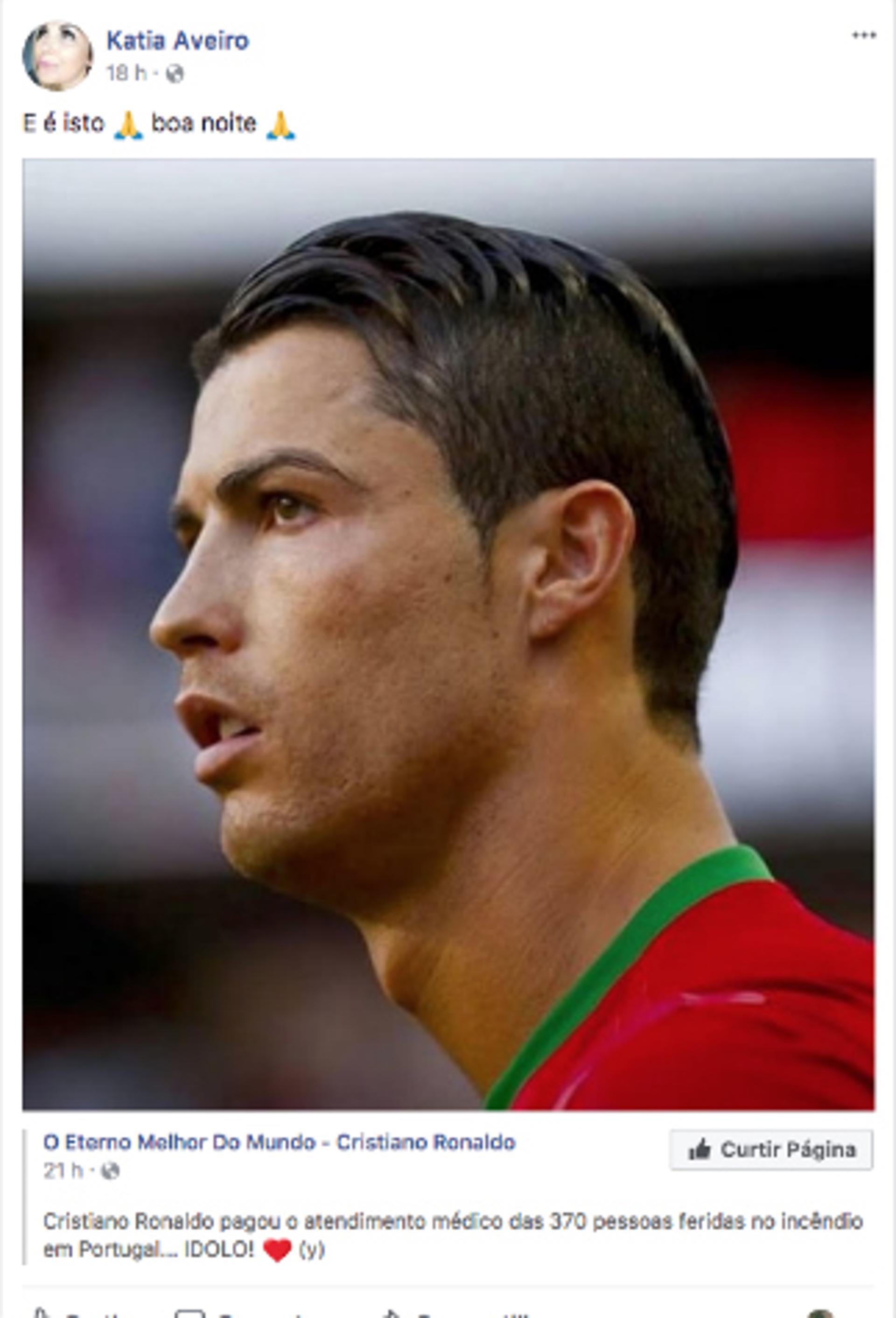 Cristiano Ronaldo paga tratamento a 370 feridos de incêndios em Portugal