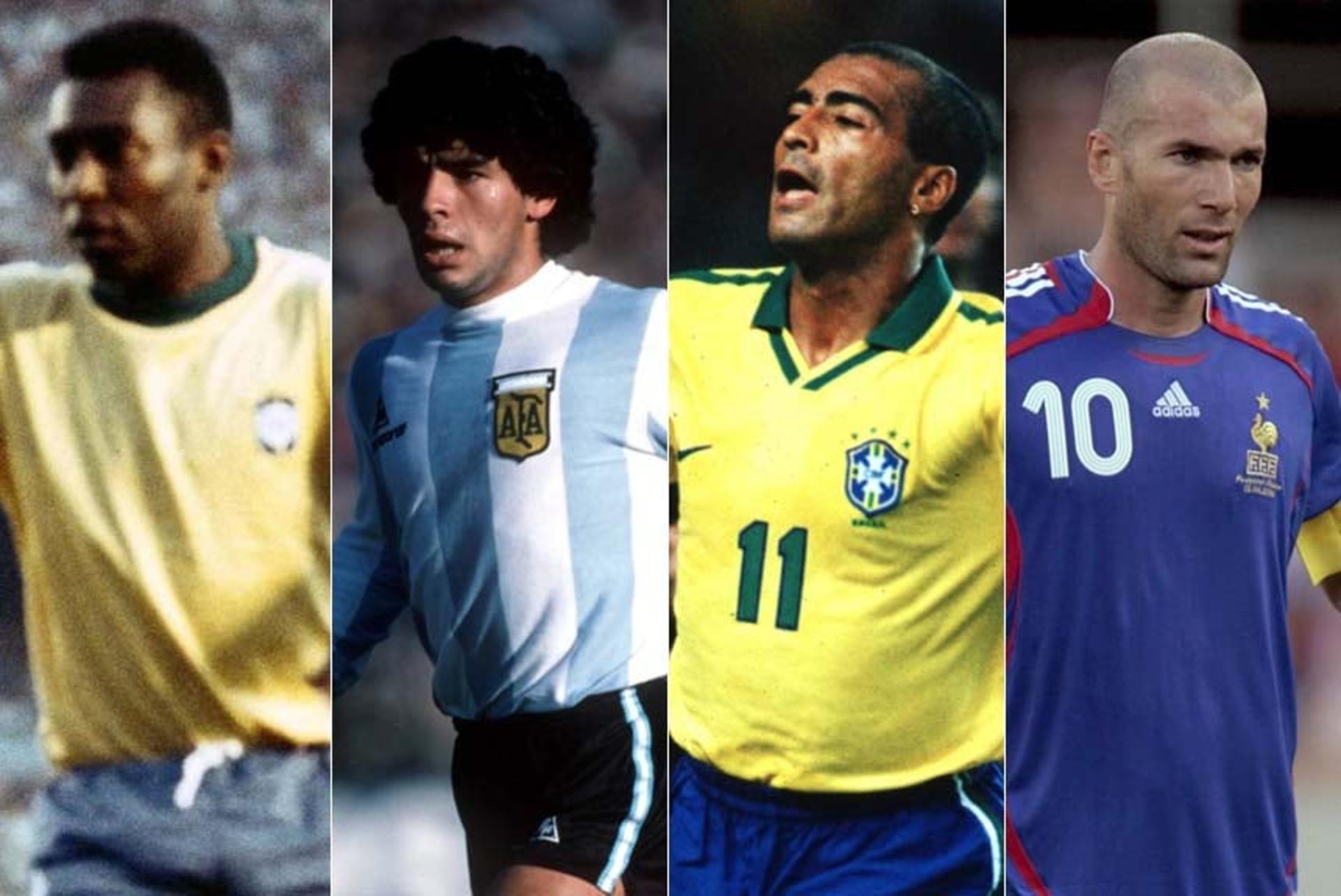 Pelé, Maradona, Romário e Zidane já foram eleitos os craques dos Mundiais. Veja a relação completa de todas as edições das Copas do Mundo