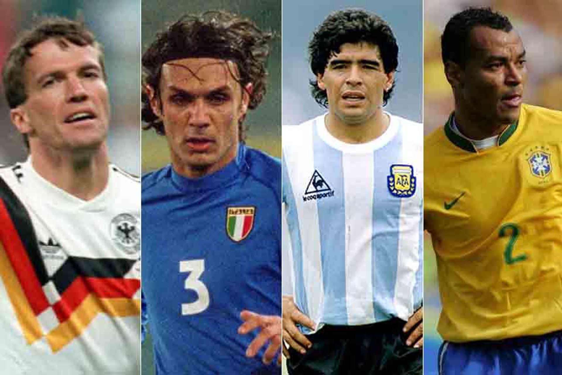 Matthaus, Maldini, Maradona e Cafu estão entre os jogadores que fizeram mais partidas em Copas do Mundo. Confira a lista dos maiores