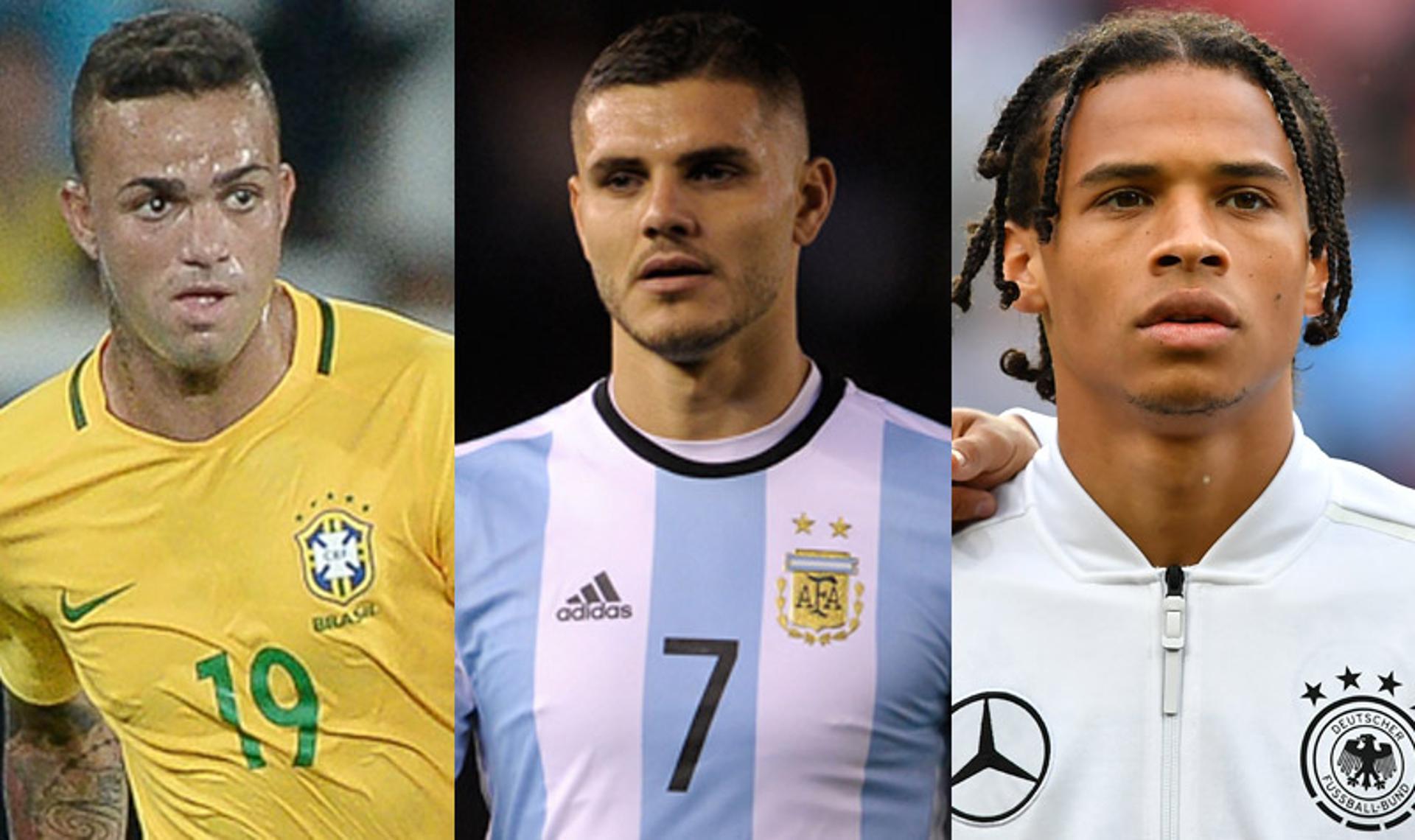 Luan (Brasil), Mauro Icardi (Argentina) e&nbsp;Leroy Sané (Alemanha) são alguns nomes em alta no futebol mundial que estão fora da Copa por opção técnica. Veja na galeria abaixo os 20 principais jogadores da lista dos ausentes