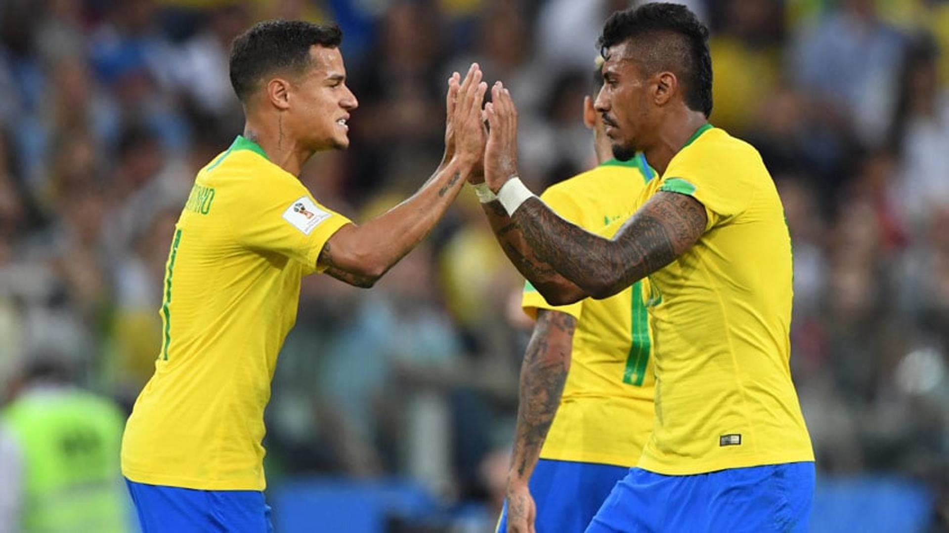 Brasil venceu a Sérvia por 2 a 0 (gols de Paulinho e Thiago Silva) e classificou-se em primeiro do Grupo E&nbsp;