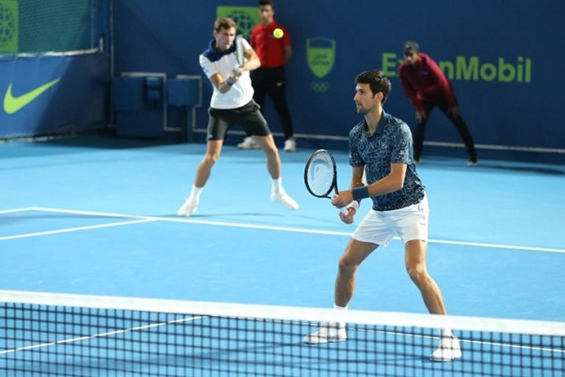 Novak Djokovic e Marko Djokovic em Doha 2019