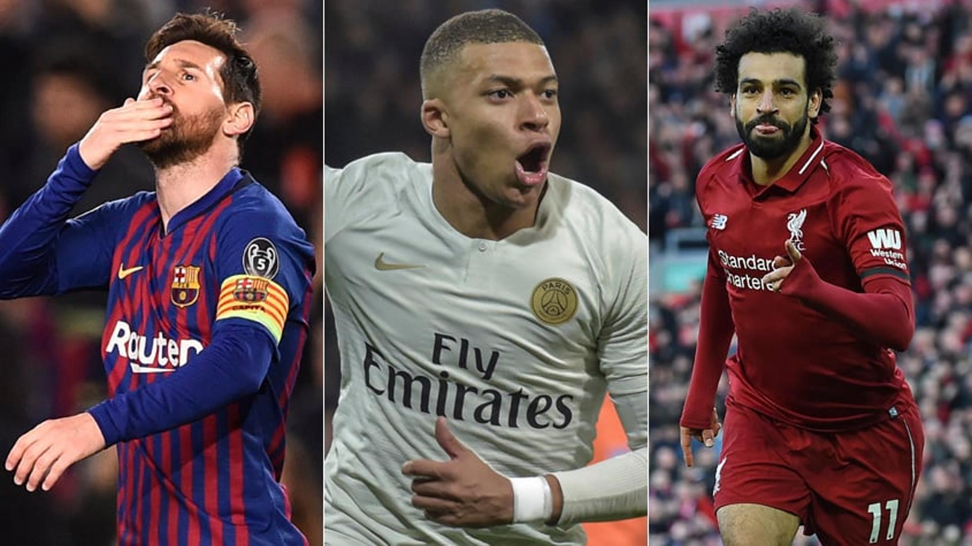 Messi, Mbappé e Salah estão na lista dos goleadores pela Europa