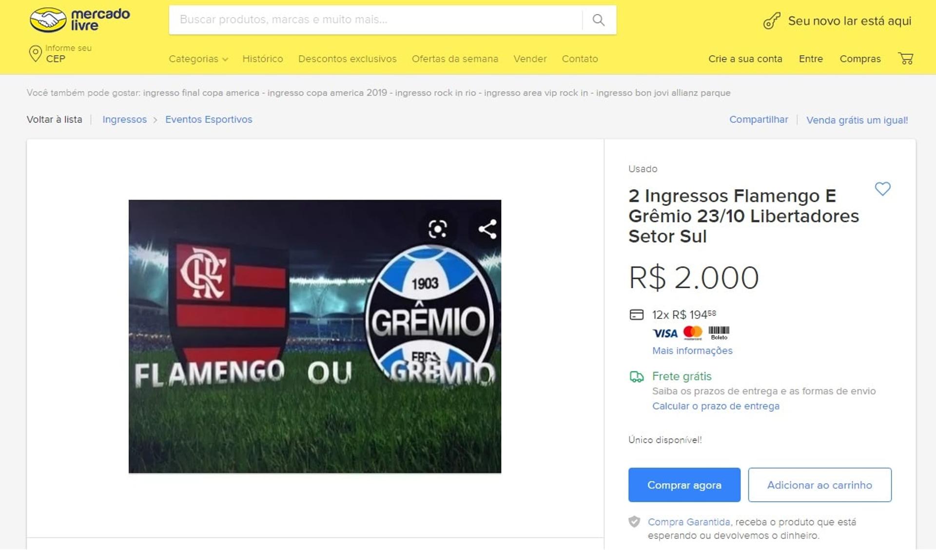 Mercado Livre - Flamengo x Grêmio