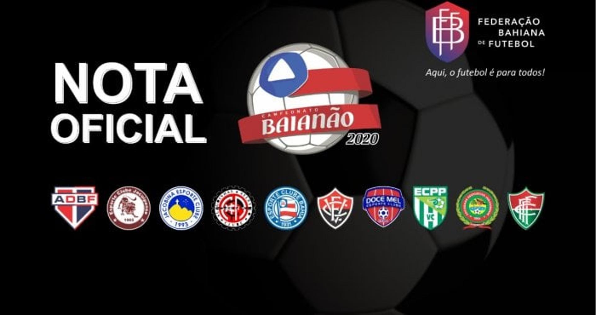 Federação Bahiana de Futebol em Nota Oficial