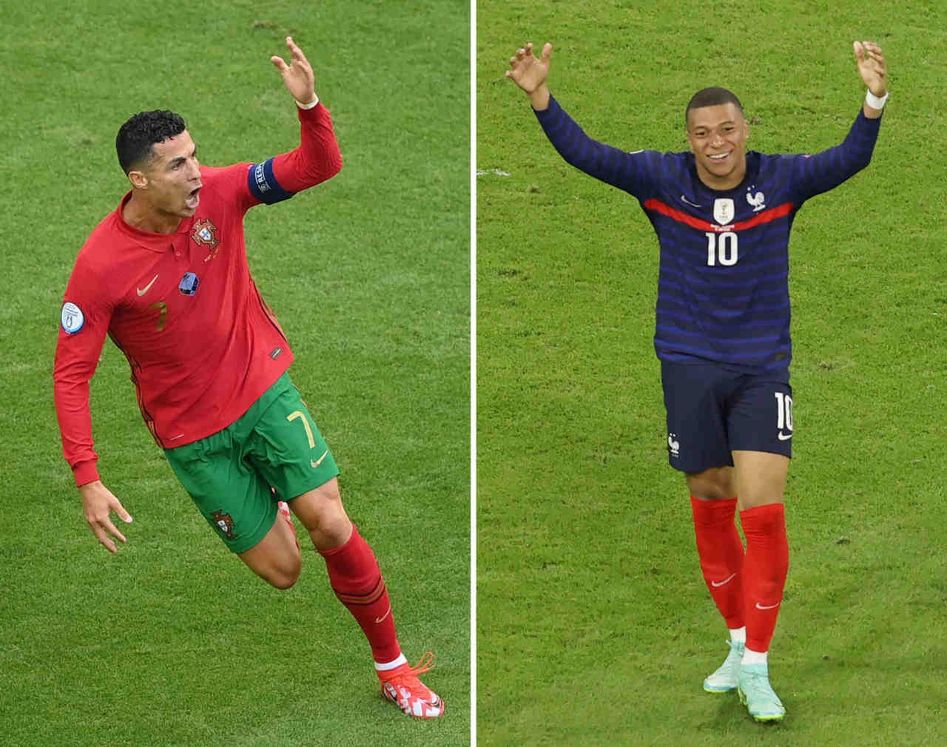 Montagem - Cristiano Ronaldo (Portugal) e Kylian Mbappé (França)