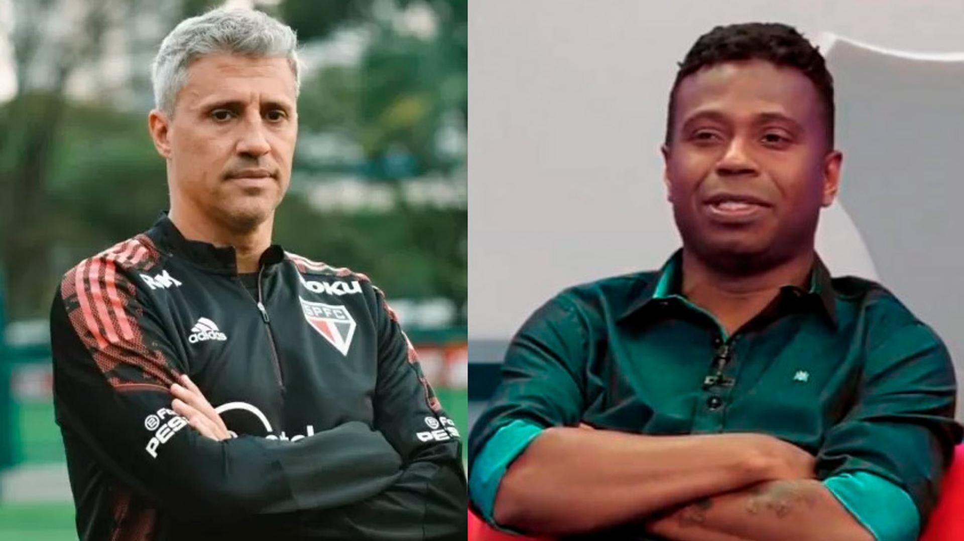 São Paulo Hernan Crespo e o comentarista Edílson Capetinha.