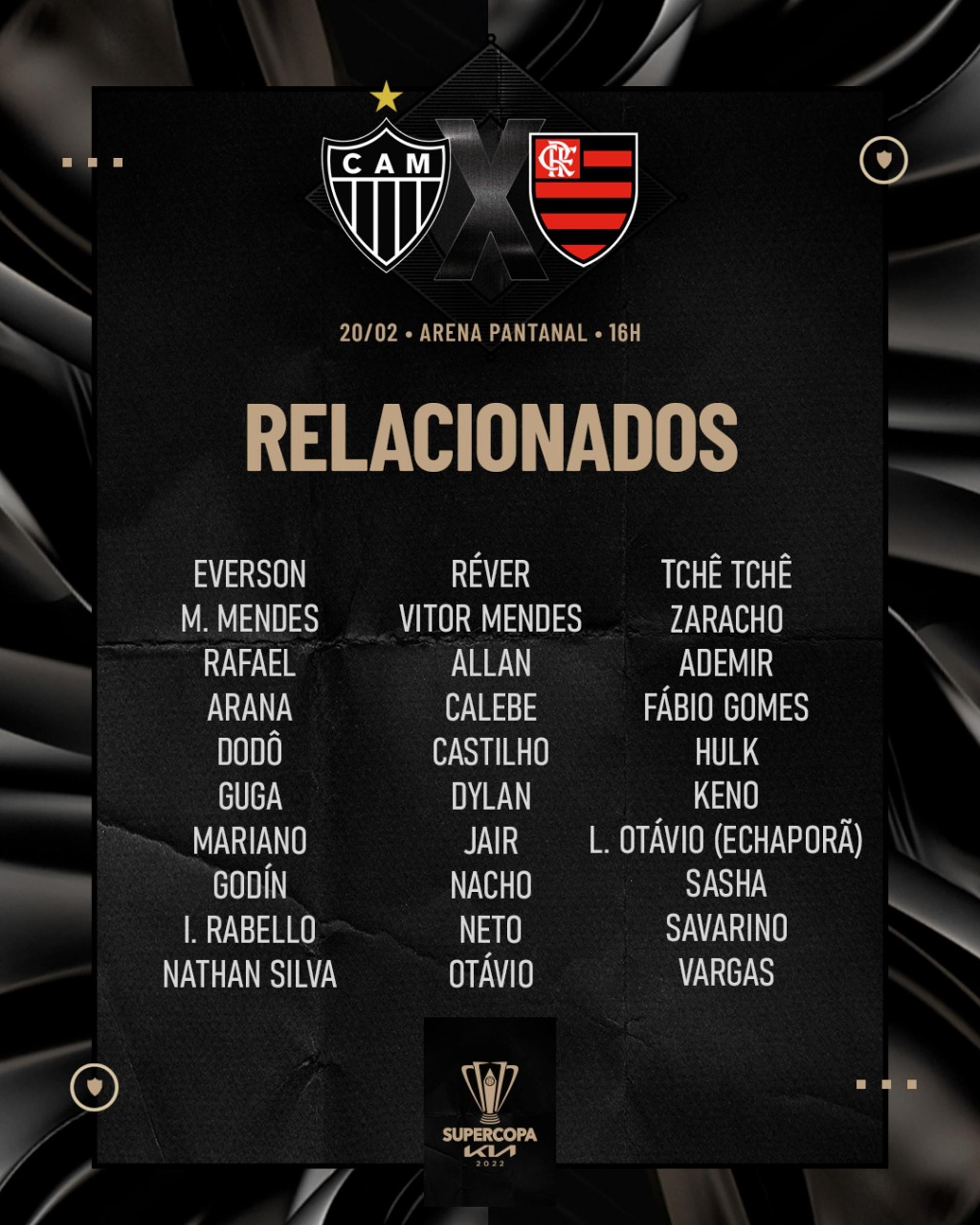 O Galo terá seus principais jogadores na decisão diante do Flamengo pela Supercopa do Brasil