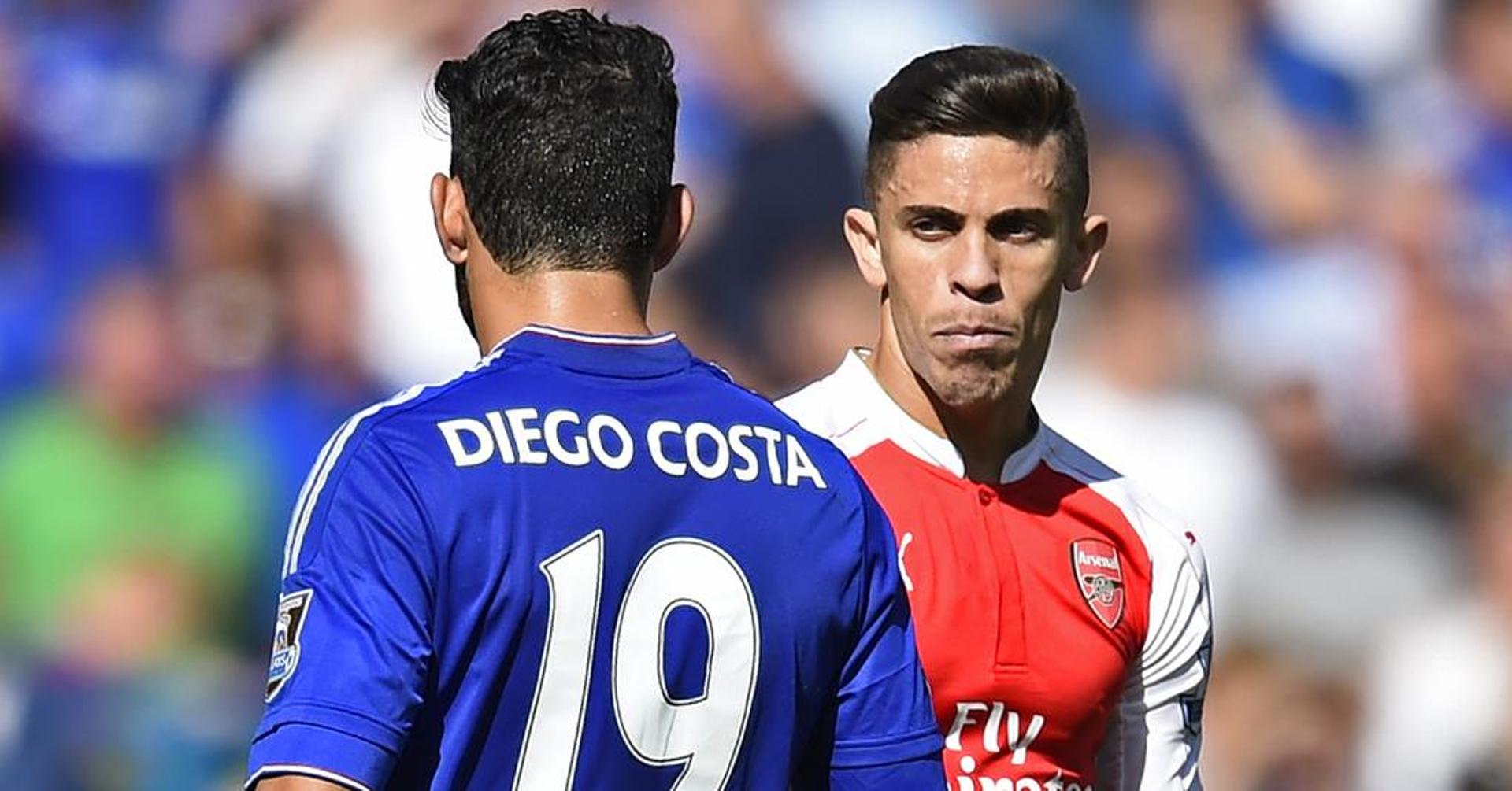 Diego Costa e Gabriel Paulista discutiram no clássico londrino (Foto: Reprodução/Premier League)