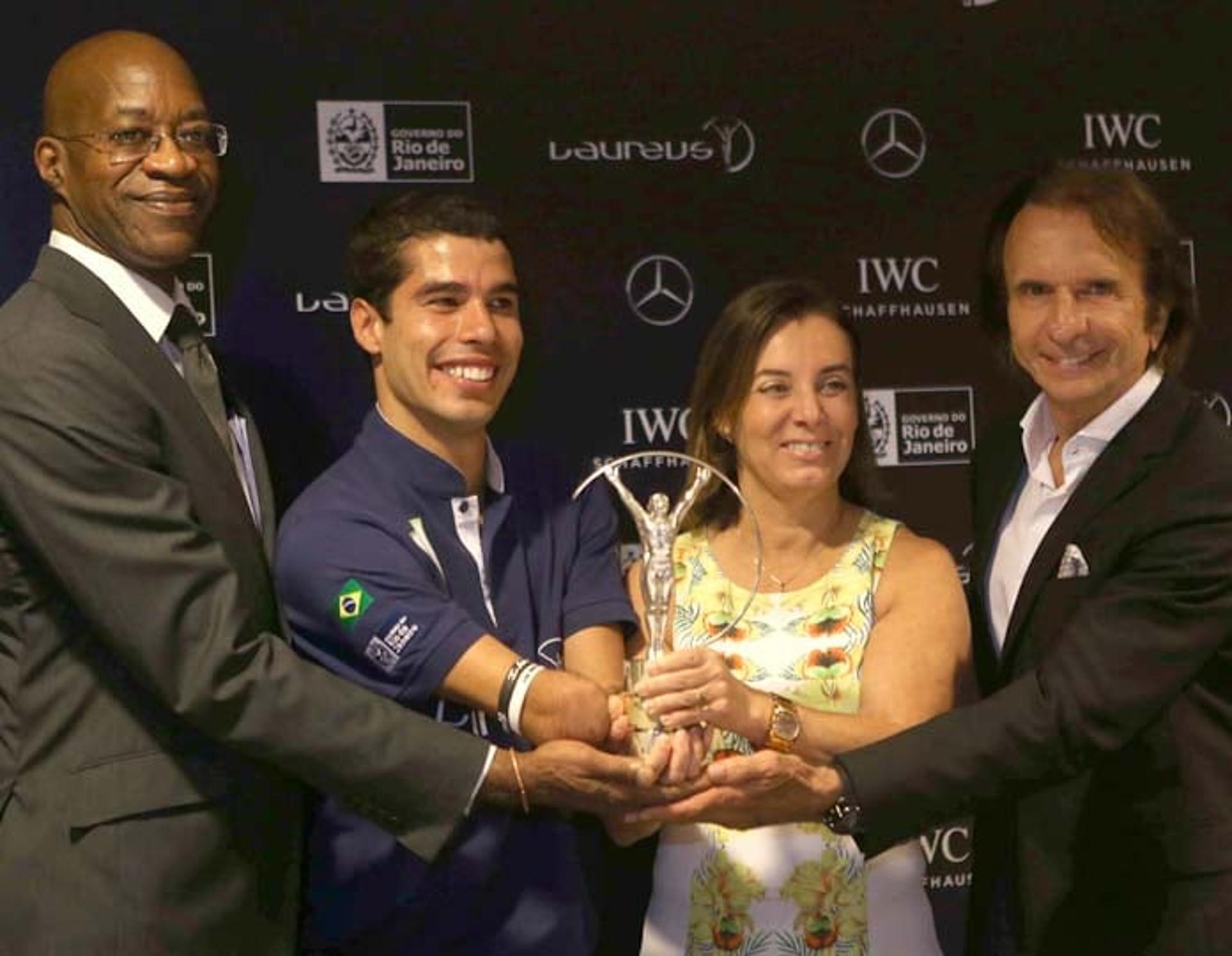 Edwin Moses, Daniel Dias, Marcia Lins e Emerson Fittipald, durante o Prêmio Laureus 2012 (Foto: Cleber Mendes/LANCE!Press)