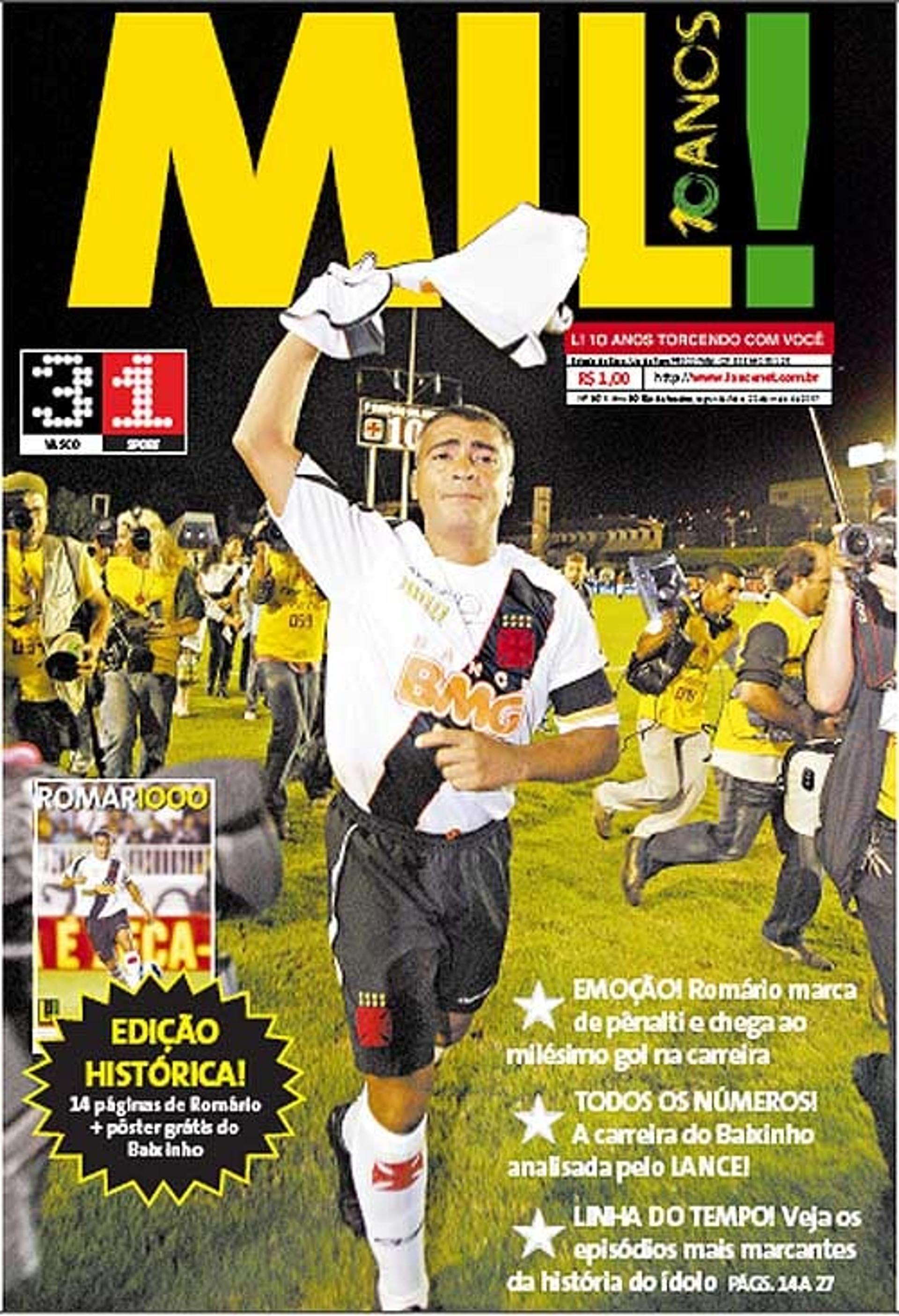 Especial Romário é 11 - Capa do LANCE! do milésimo gol de Romário (Foto: Reprodução)