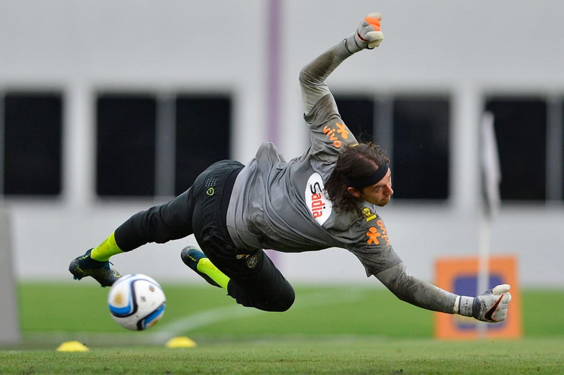 Cássio&nbsp;em treino da Seleção Brasileira