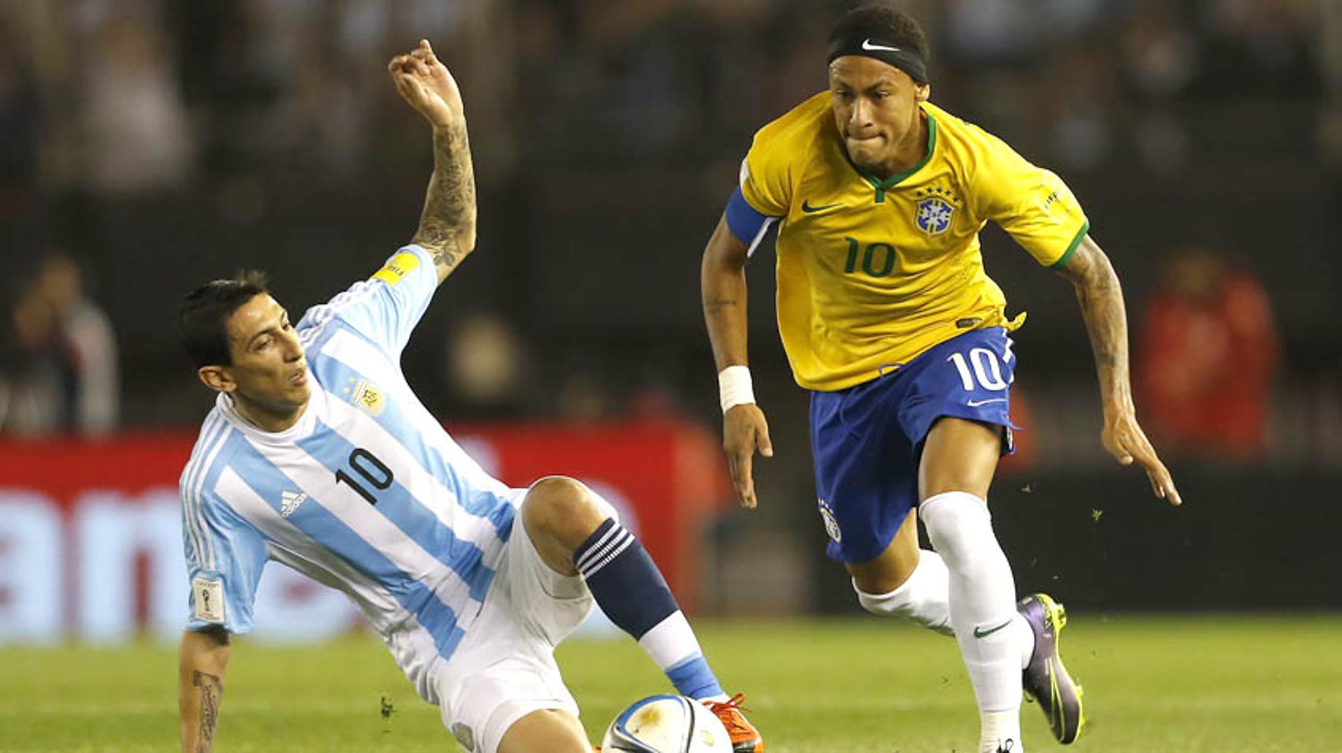 HOME - Argentina x Brasil - Eliminatórias para Copa-2018 - Di María e Neymar (Foto: André Mourão/Mowa Press)