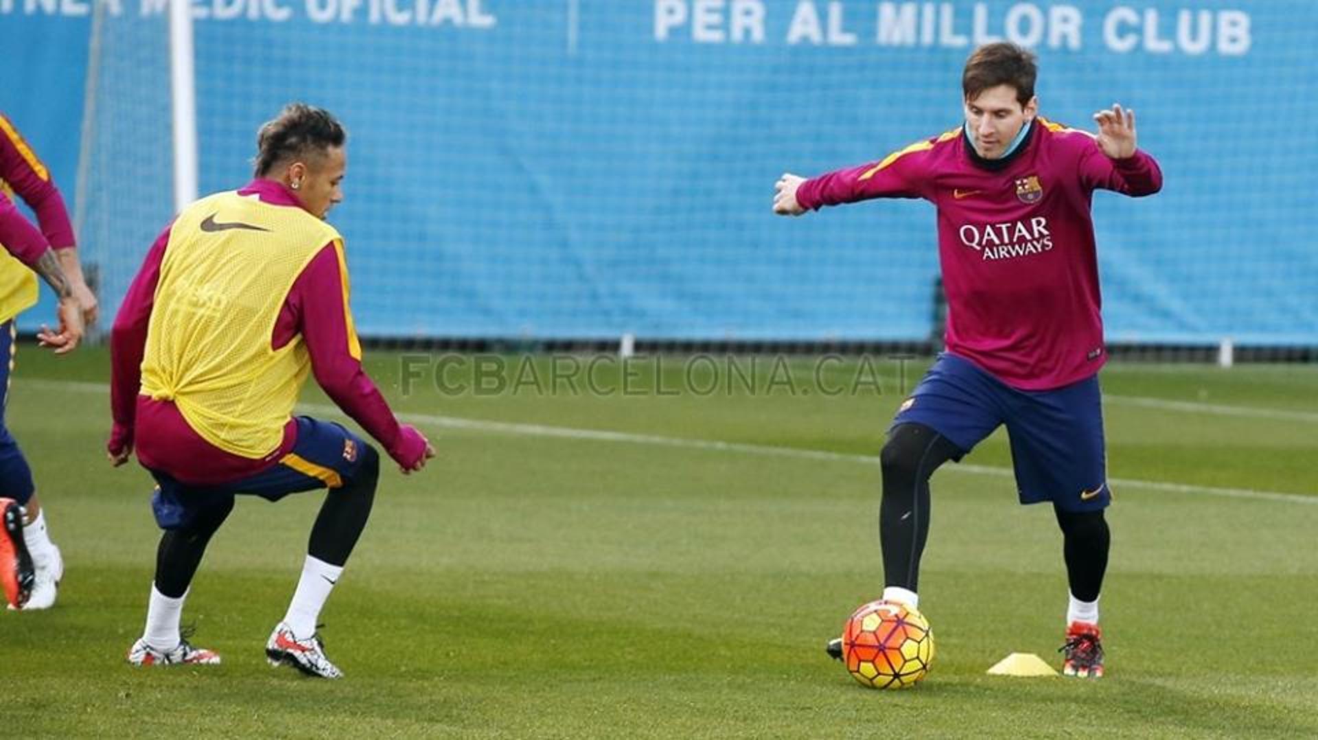 Neymar e Messi - Treino do Barcelona