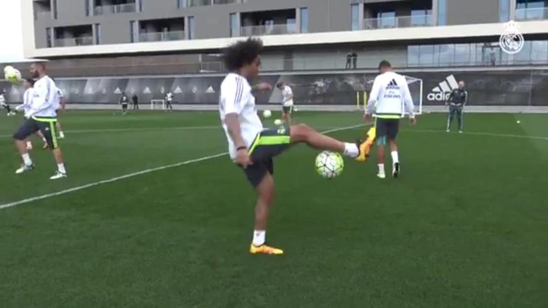 Marcelo no treino do Real Madrid