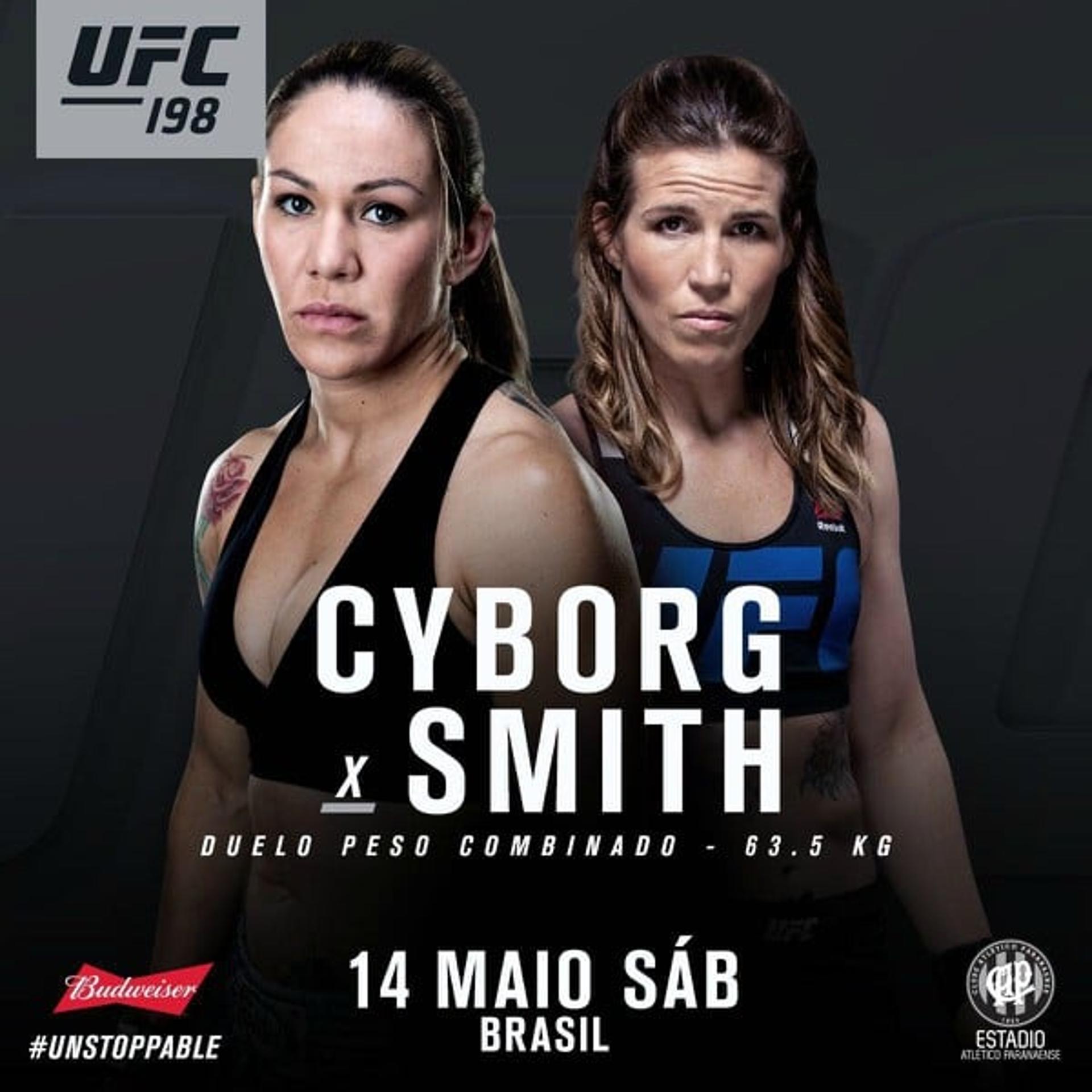 Cris Cyborg encara Leslie Smith no dia 14 de maio, pelo UFC 198 (FOTO: Divulgação)